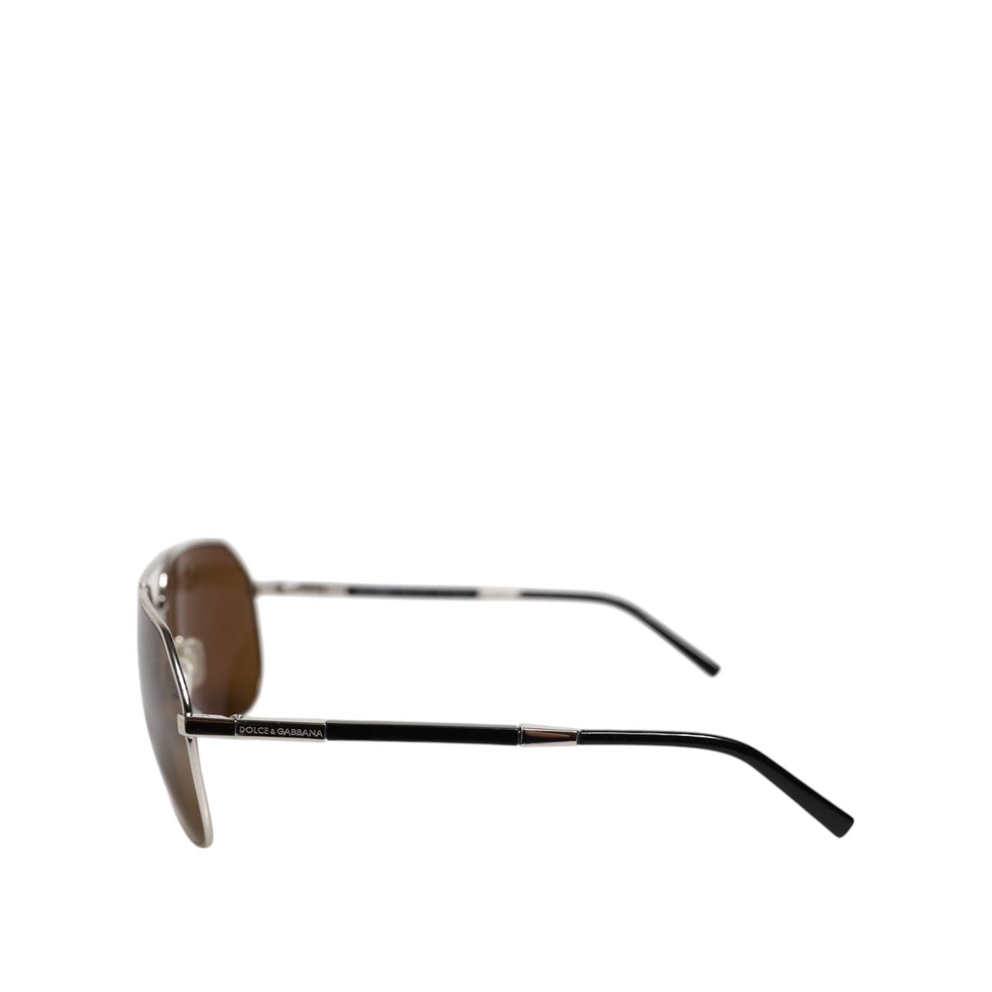 Dolce & Gabbana DG2073 Silver Steel Classic Pilot Brown Lens Sunglasses GLA1356