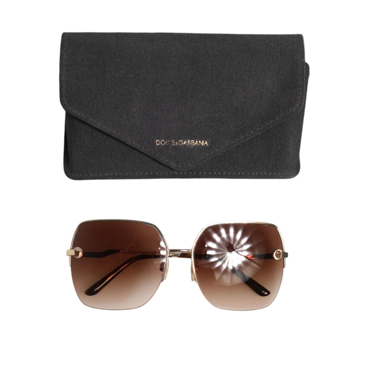 Dolce & Gabbana Gold Brown Gradient Square DG2267 Eyewear Sunglasses