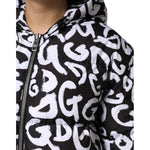 Dolce & Gabbana Black White DG Mania Hooded Long Coat Jacket JKT41490-40