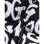 Dolce & Gabbana Black White DG Mania Hooded Long Coat Jacket JKT41490-40