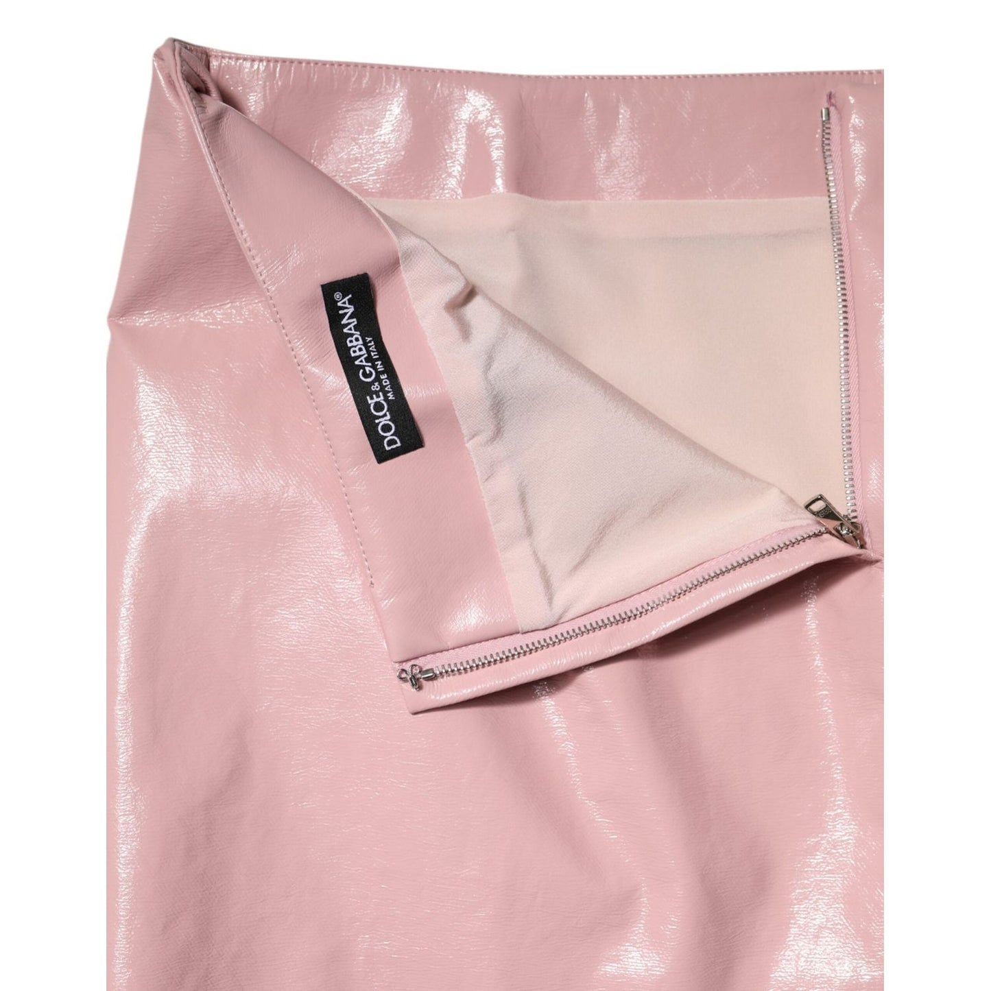 Dolce & Gabbana Glossy Pink Cotton Mid Waist Mini Skirt SKI2080-46