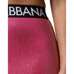 Dolce & Gabbana Pink Rhinestone Embellished Logo Mini Skirt SKI2153-36