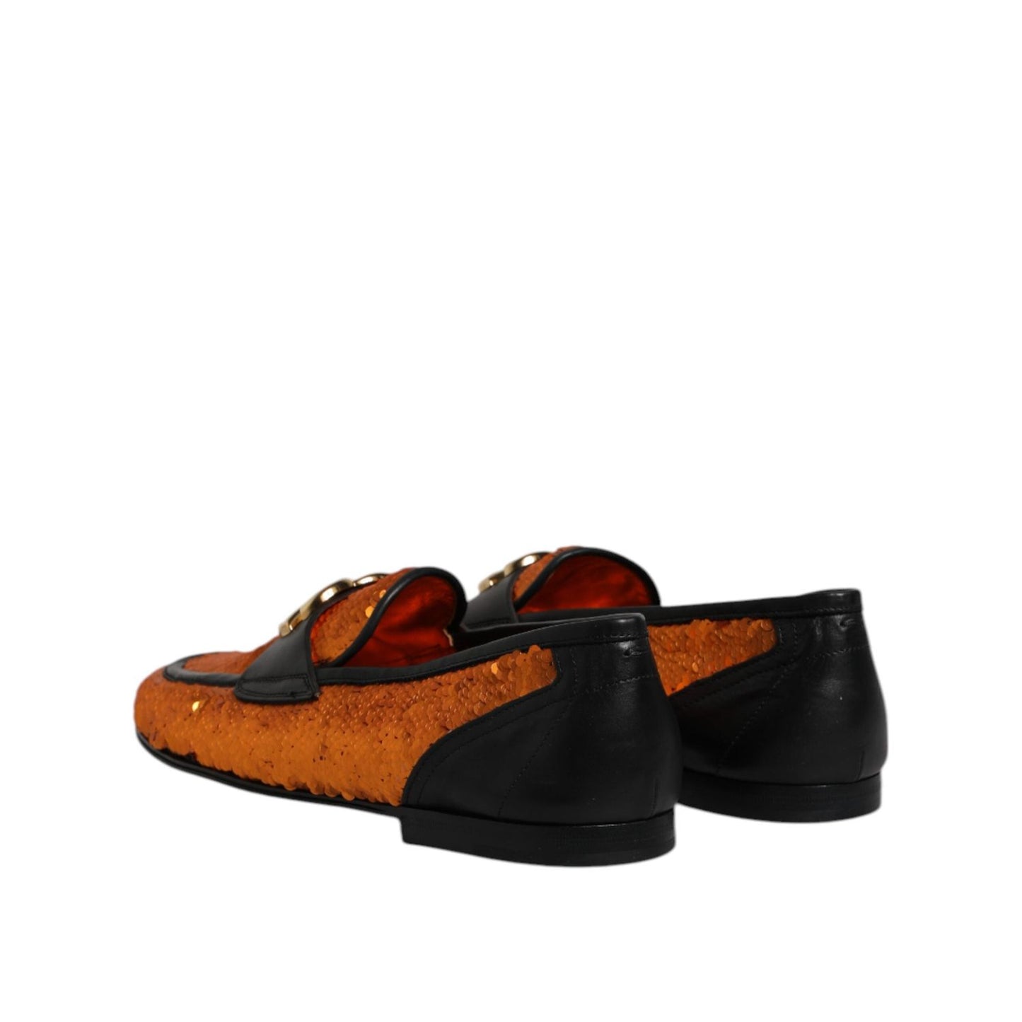 Dolce & Gabbana Orange Sequin Embellished Men Loafers Shoes MV7626-41