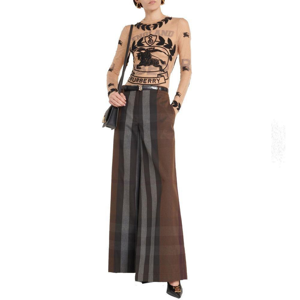 Burberry Checked Wide Leg Canvas Pants BU-8736293880020-38