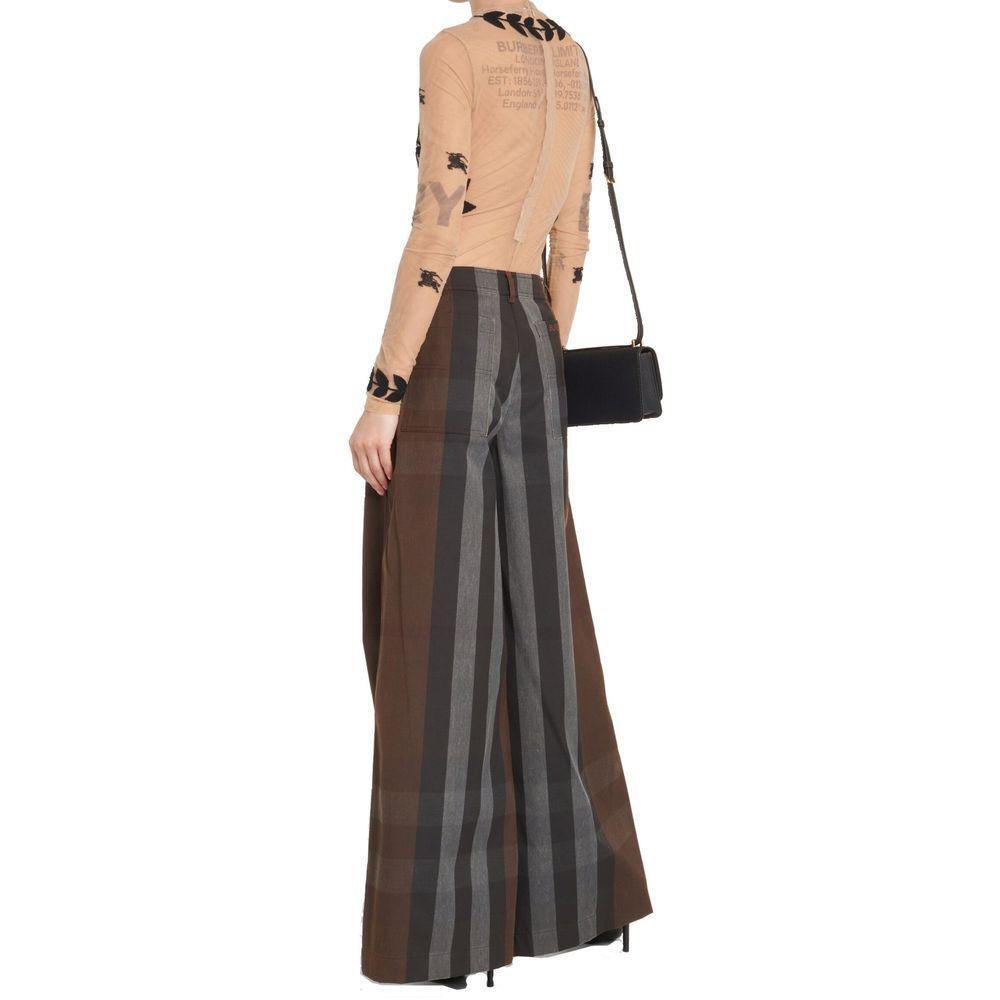 Burberry Checked Wide Leg Canvas Pants BU-8736293880020-38