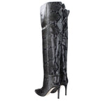 Paris Texas Gray Leather Over The Knee PA-8617419112713-EU36/US6