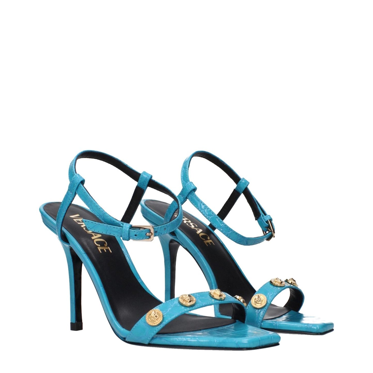 Versace Blue Leather Stiletto Heels Sandals VE-15161676792073-EU36/US6