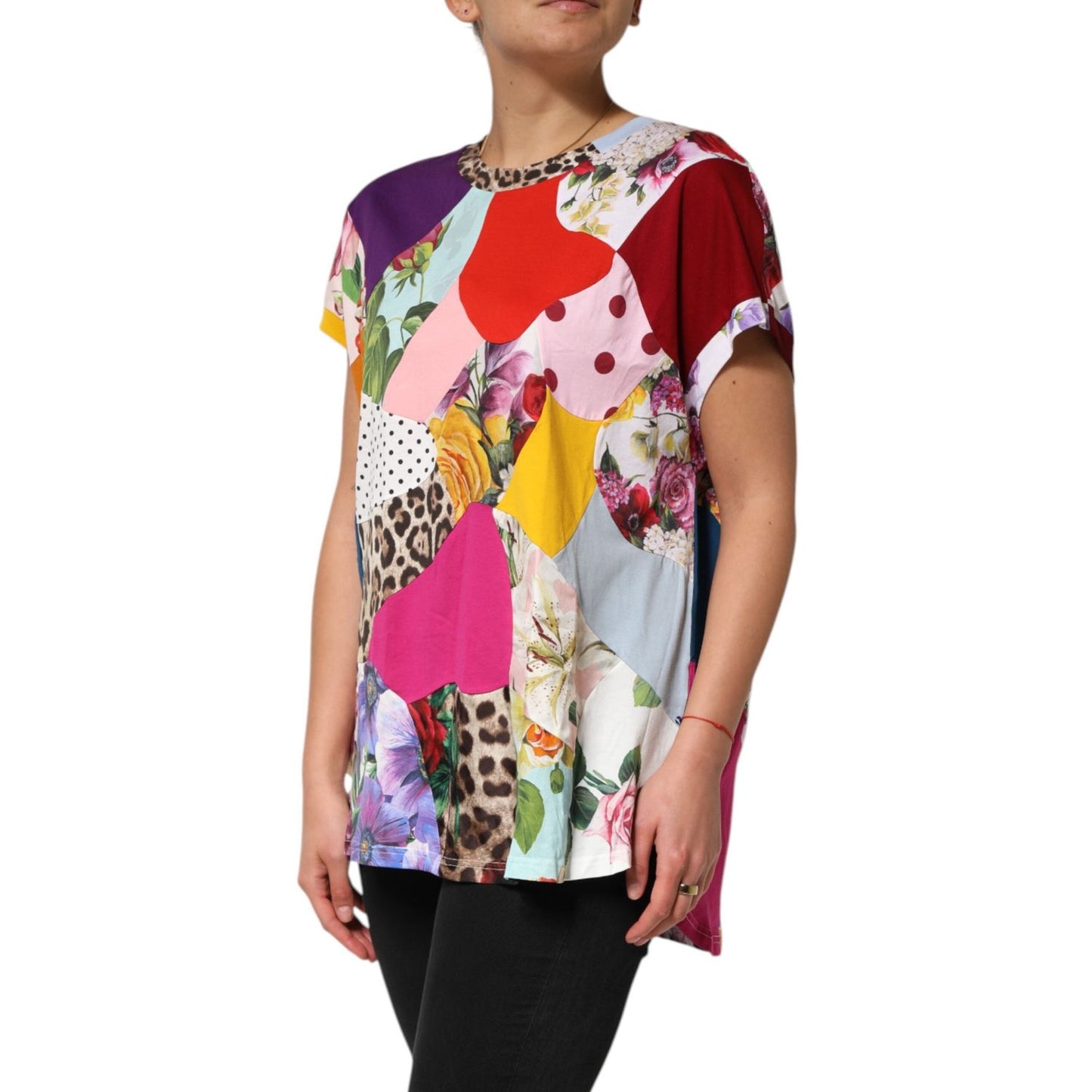 Dolce & Gabbana Multicolor Patchwork Cotton Silk Blouse Top TSH90656-36