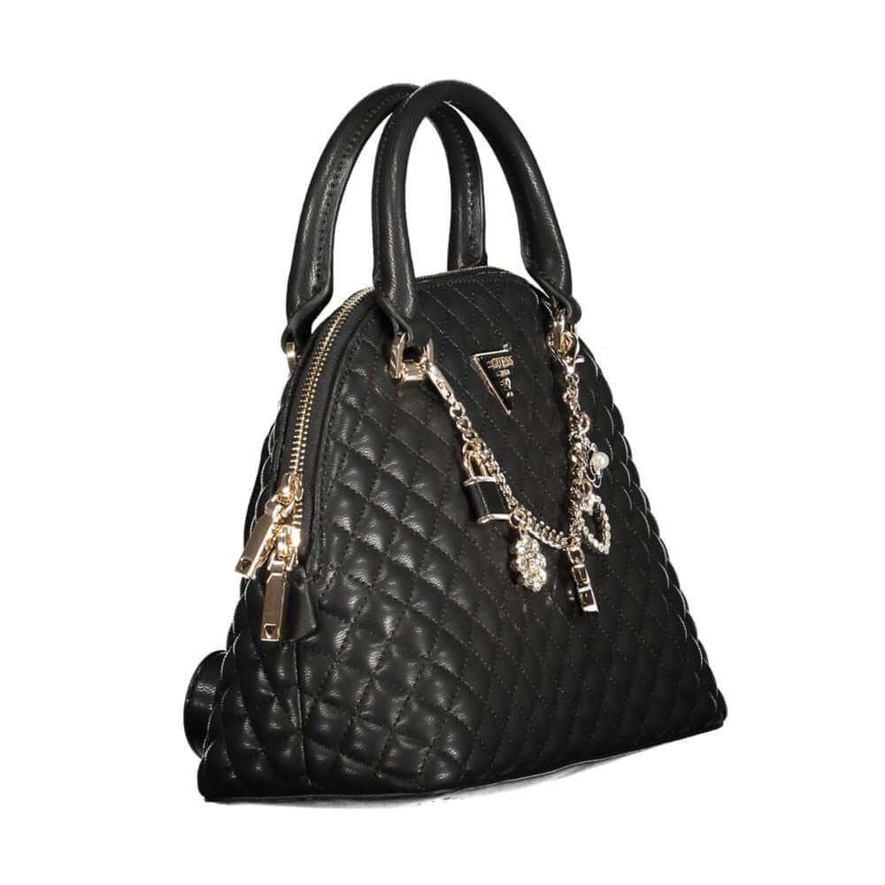 Guess Jeans Black Polyethylene Women Handbag with quilted design and decorative chain