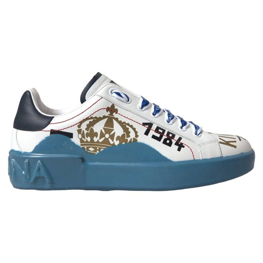 Dolce & Gabbana Blue White Printed Portofino Melt Sneakers MV5542-39.5