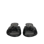 Dolce & Gabbana Black Leather Heels Slides Sandals Shoes LA11469-36
