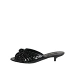 Dolce & Gabbana Black Leather Heels Slides Sandals Shoes LA11469-36