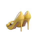 Valentino Yellow Patent Leather PVC Bow Heels Pumps Shoes LA9564-40