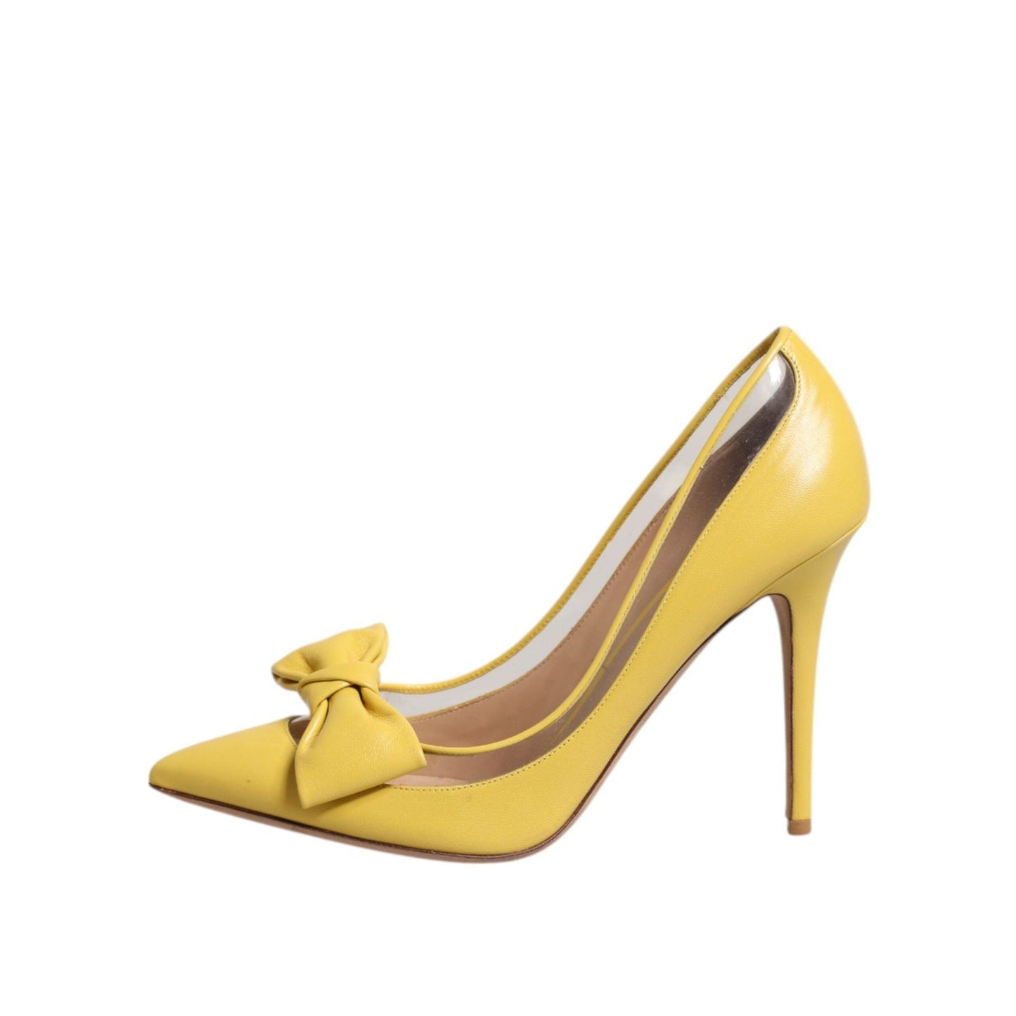 Valentino Yellow Patent Leather PVC Bow Heels Pumps Shoes LA9564-40