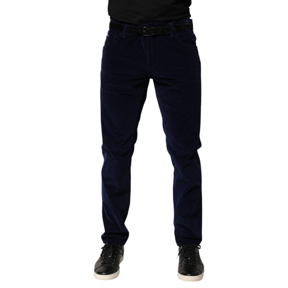 Dolce & Gabbana Navy Blue Cotton Tapered Formal Trouser Pants PAN76646 -54