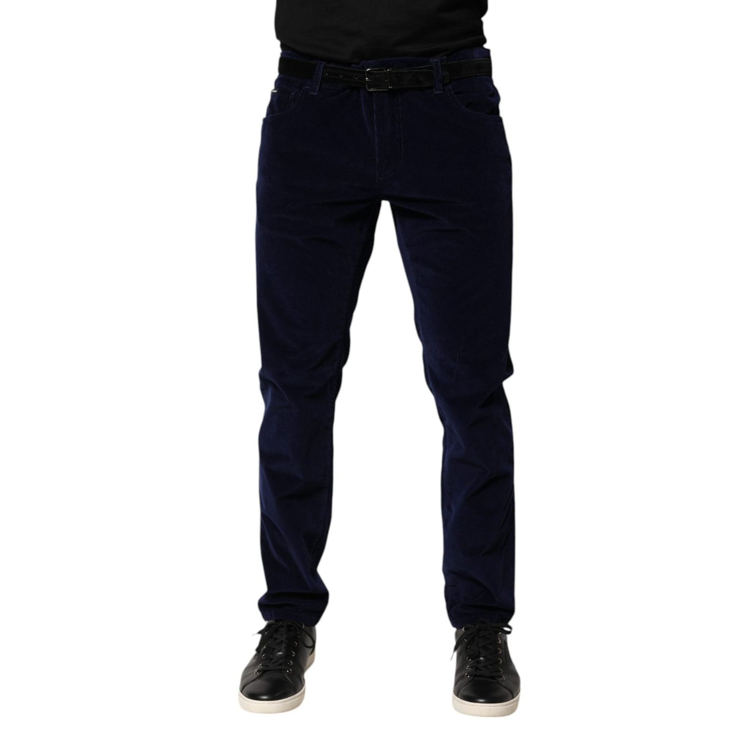 Dolce & Gabbana Navy Blue Cotton Tapered Formal Trouser Pants PAN76646 -54