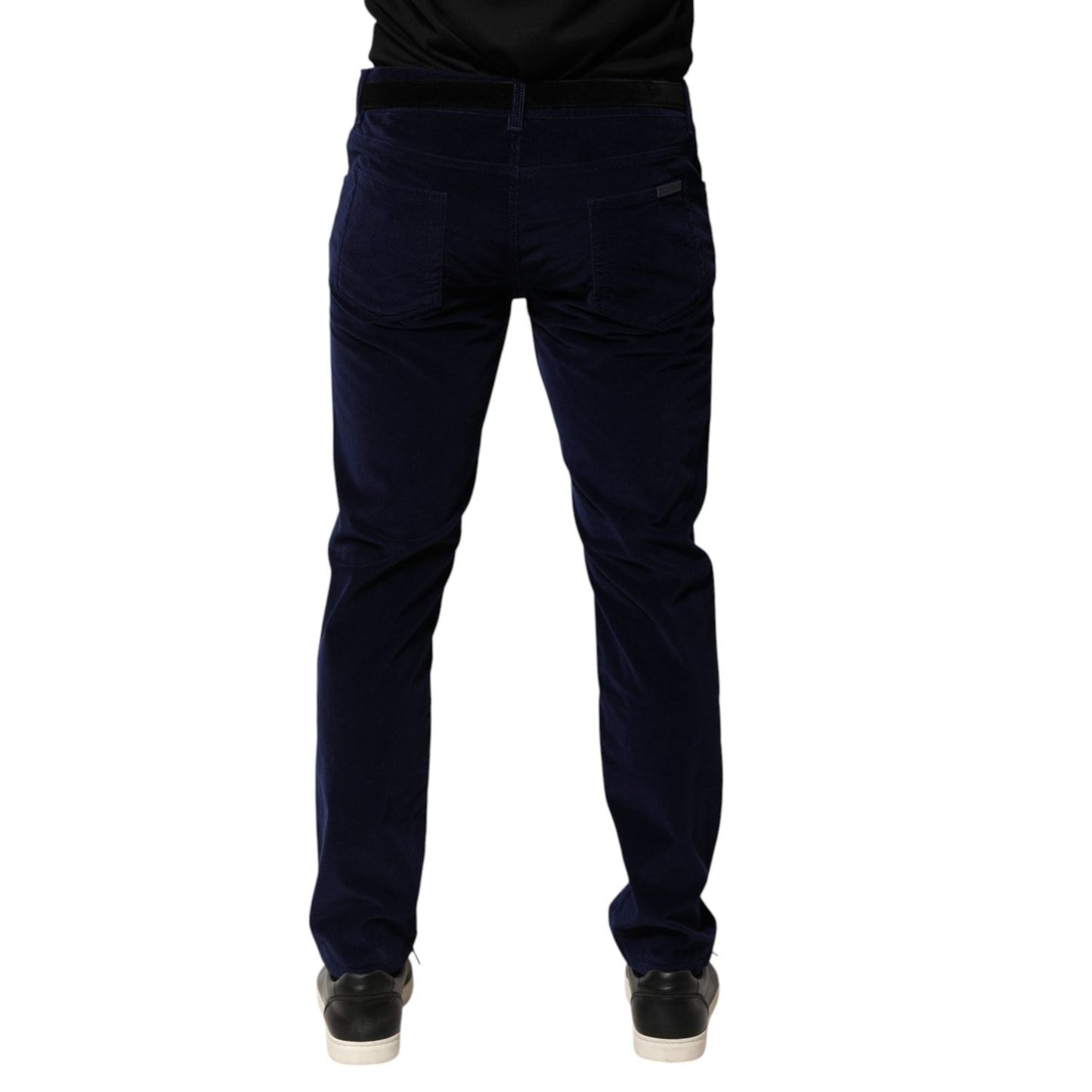 Dolce & Gabbana Navy Blue Cotton Tapered Formal Trouser Pants PAN76646 -54
