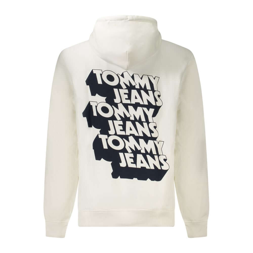 Tommy Hilfiger White Cotton Men Sweater with bold black Tommy Jeans logo print on the back