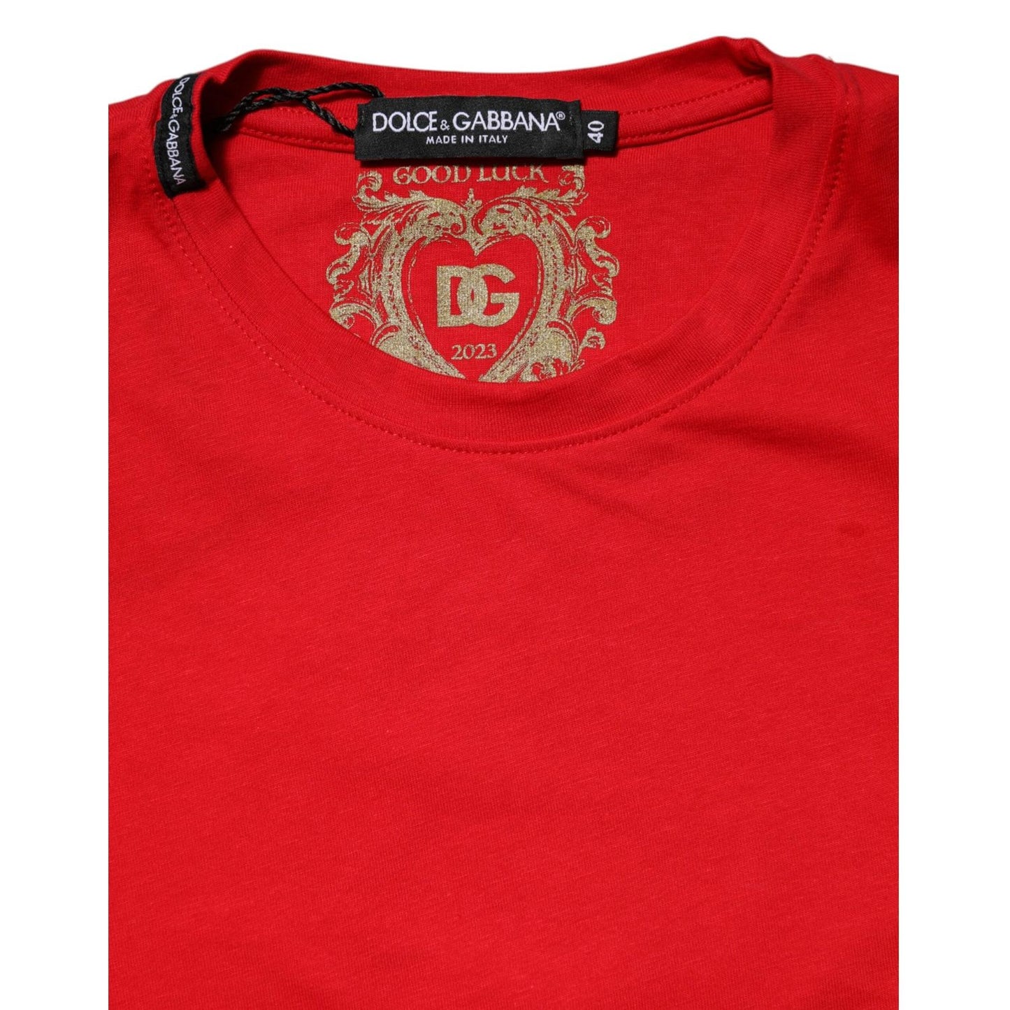 Dolce & Gabbana Red Cotton Short Sleeves Crew Neck Top T-shirt TSH90720-42