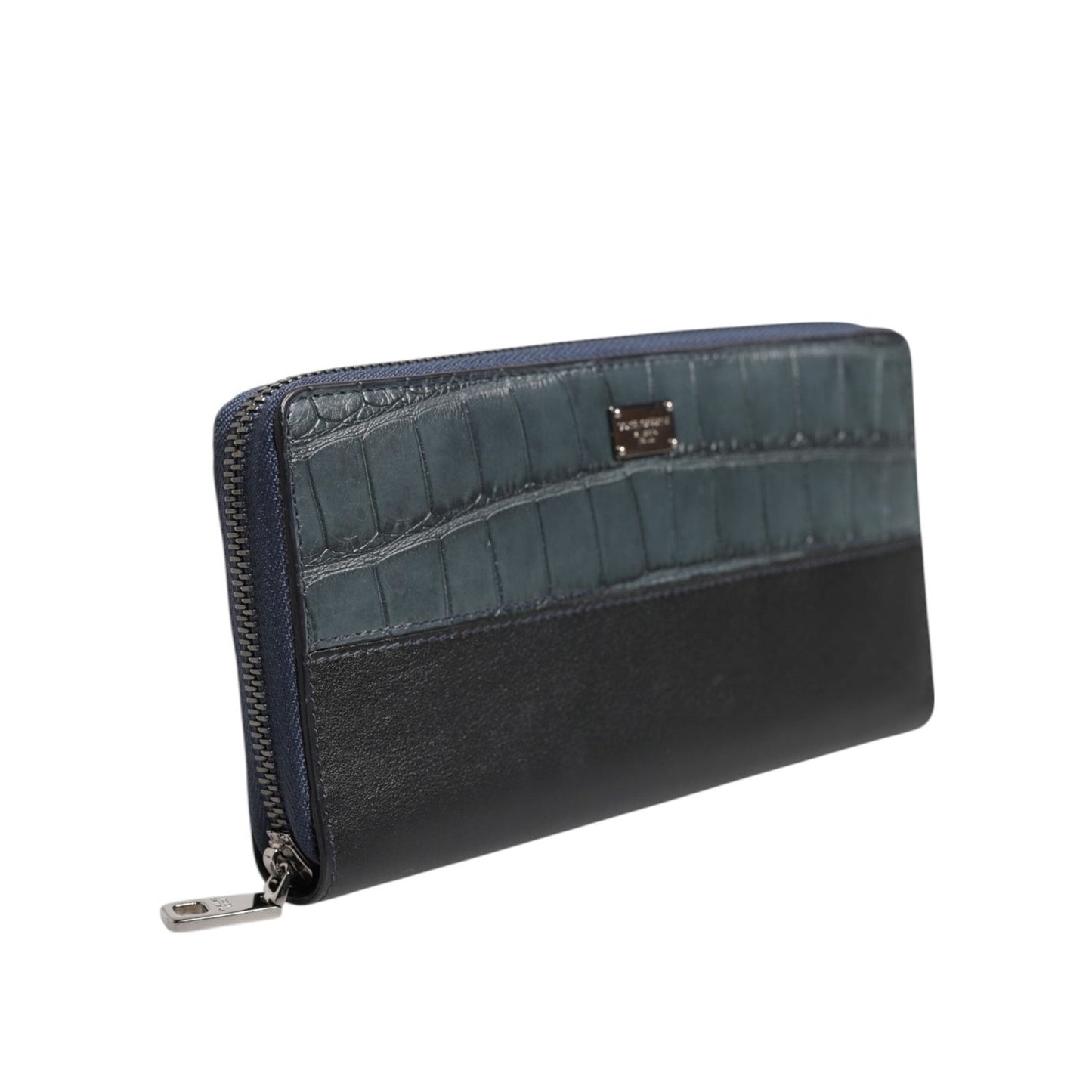 Dolce & Gabbana Black Blue Exotic Leather Men Continental Clutch Wallet BAG4688