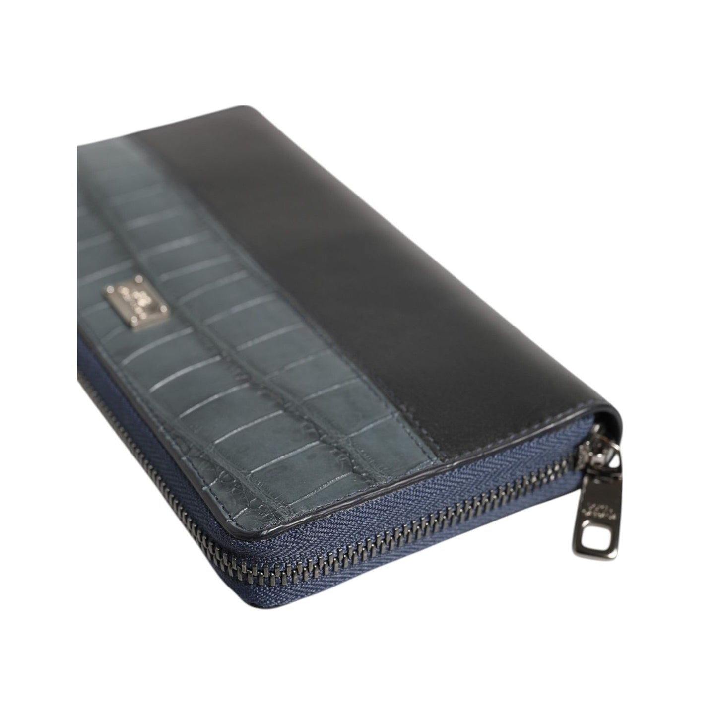Dolce & Gabbana Black Blue Exotic Leather Men Continental Clutch Wallet BAG4688