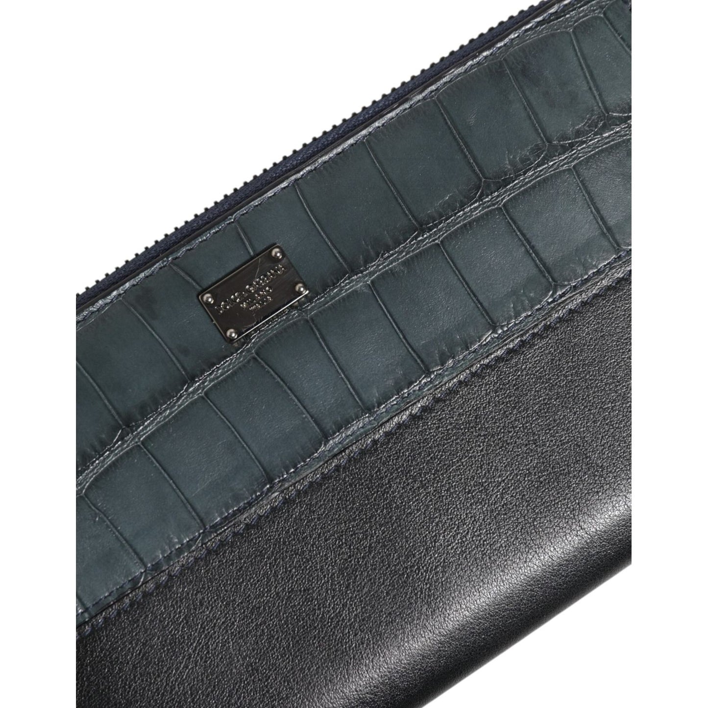 Dolce & Gabbana Black Blue Exotic Leather Men Continental Clutch Wallet BAG4688