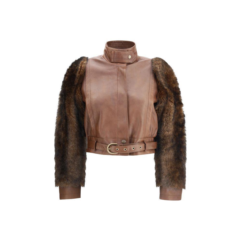 Chloé Leather and fur short Jacket CH-CH25ACV4320628D-IT38 | S