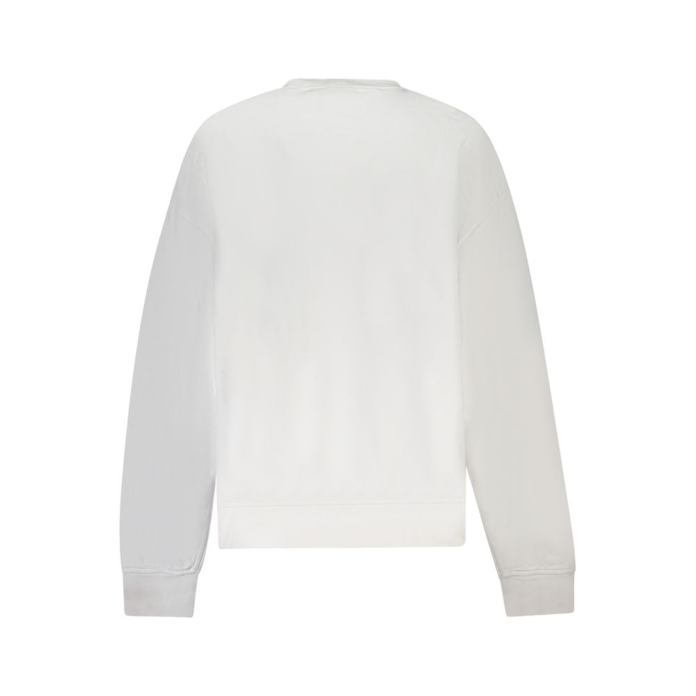 Calvin Klein White Cotton Women Sweater, back view, highlighting the long sleeves and minimalist design for elegant fashion.