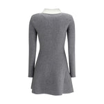 Self-Portrait Mini knit Dress with crochet floral collar SE-AW25010SAGRGREY-XS