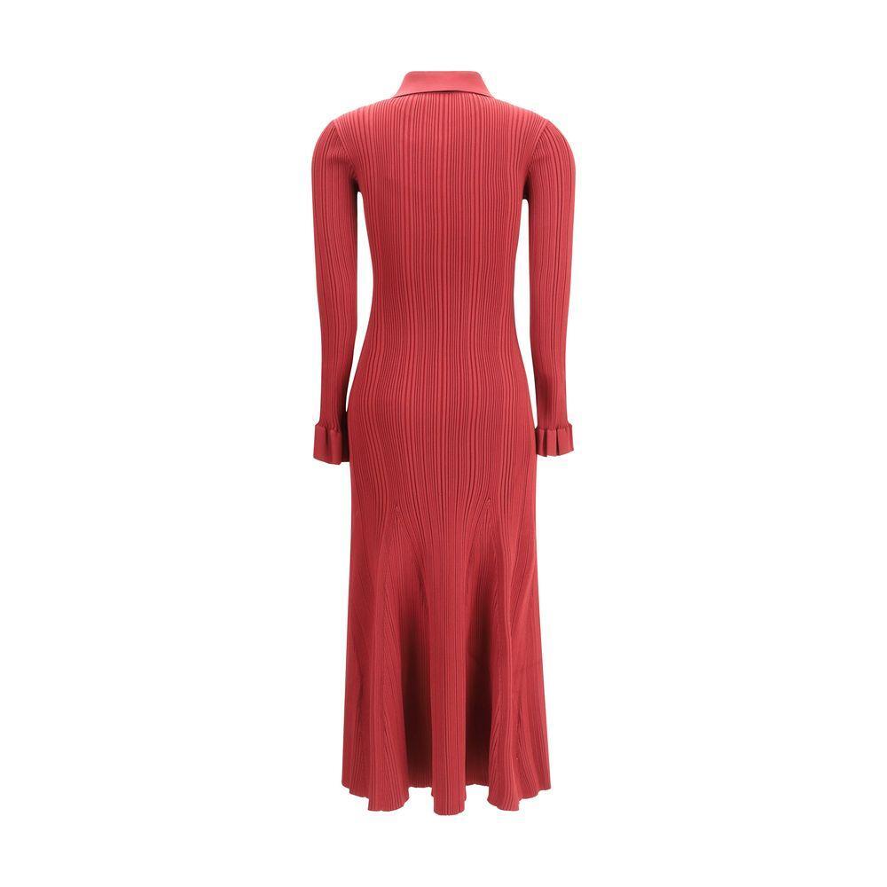 Self-Portrait Ribbed knit midi Dress SE-AW25008MABUBURGUNDY-M