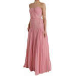 Dolce & Gabbana Pink Silk Strapless Maxi A-line Gown Dress DR281177-40