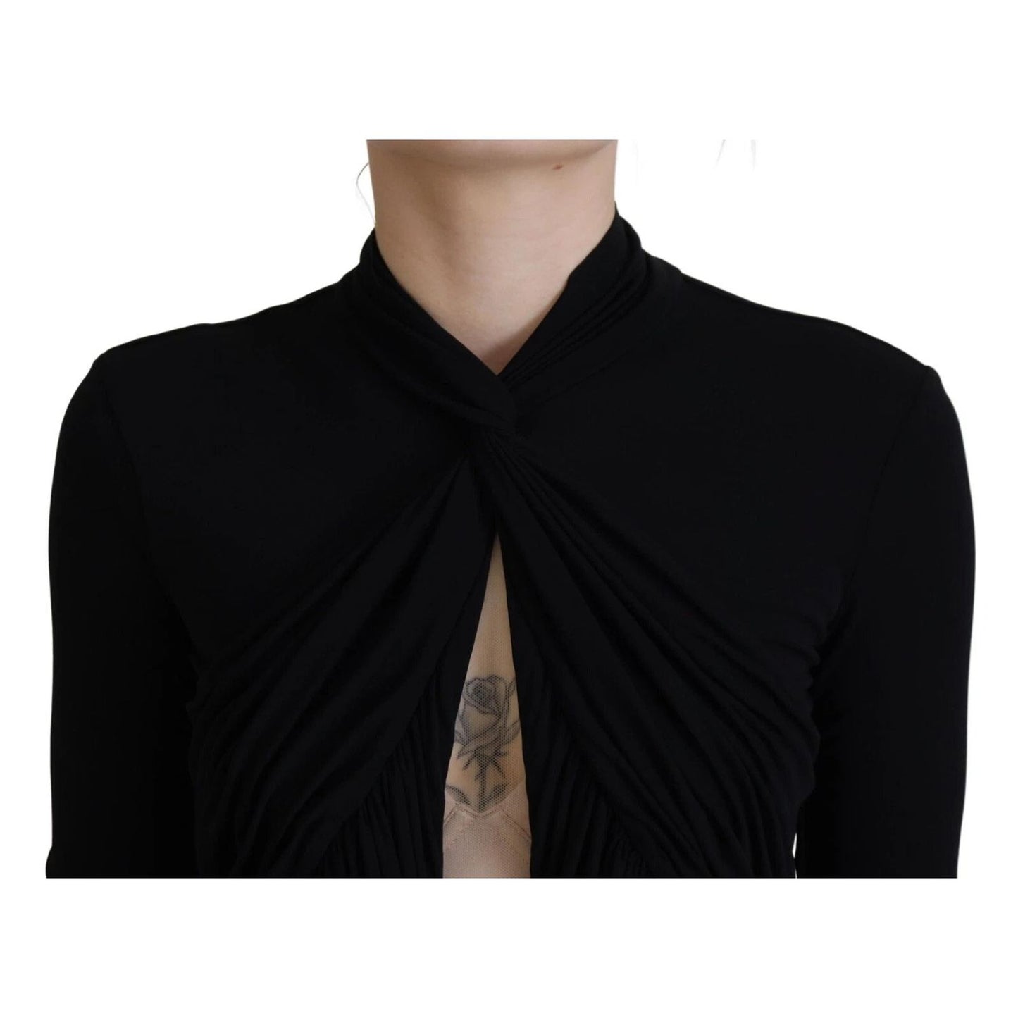 Dsquared² Black Viscose Long Sleeves Cut Out Mini Dress DR28822-38
