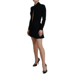 Dsquared² Black Viscose Long Sleeves Cut Out Mini Dress DR28822-38
