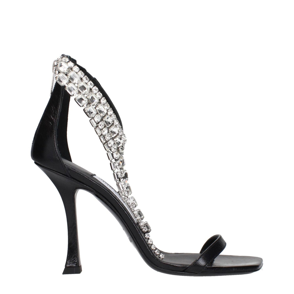 Jimmy Choo Black Leather Stiletto Heels Sandals JI-15268601233673-EU36/US6