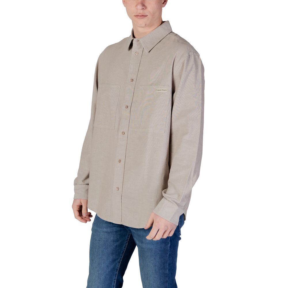 Calvin Klein Jeans Beige Recycled Cotton Shirt Calvin Klein Jeans