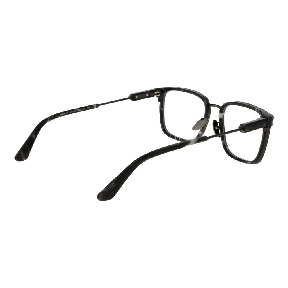 Police Gray Metal Glasses (Frames) for men with full-rim square style, gray color, metal material, and demo lenses, size 53-19-145.