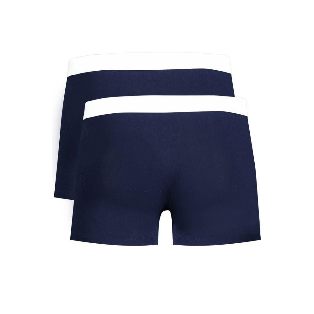 Trussardi Blue Cotton Underwear, bi-pack boxer set with elastic waist and logo print