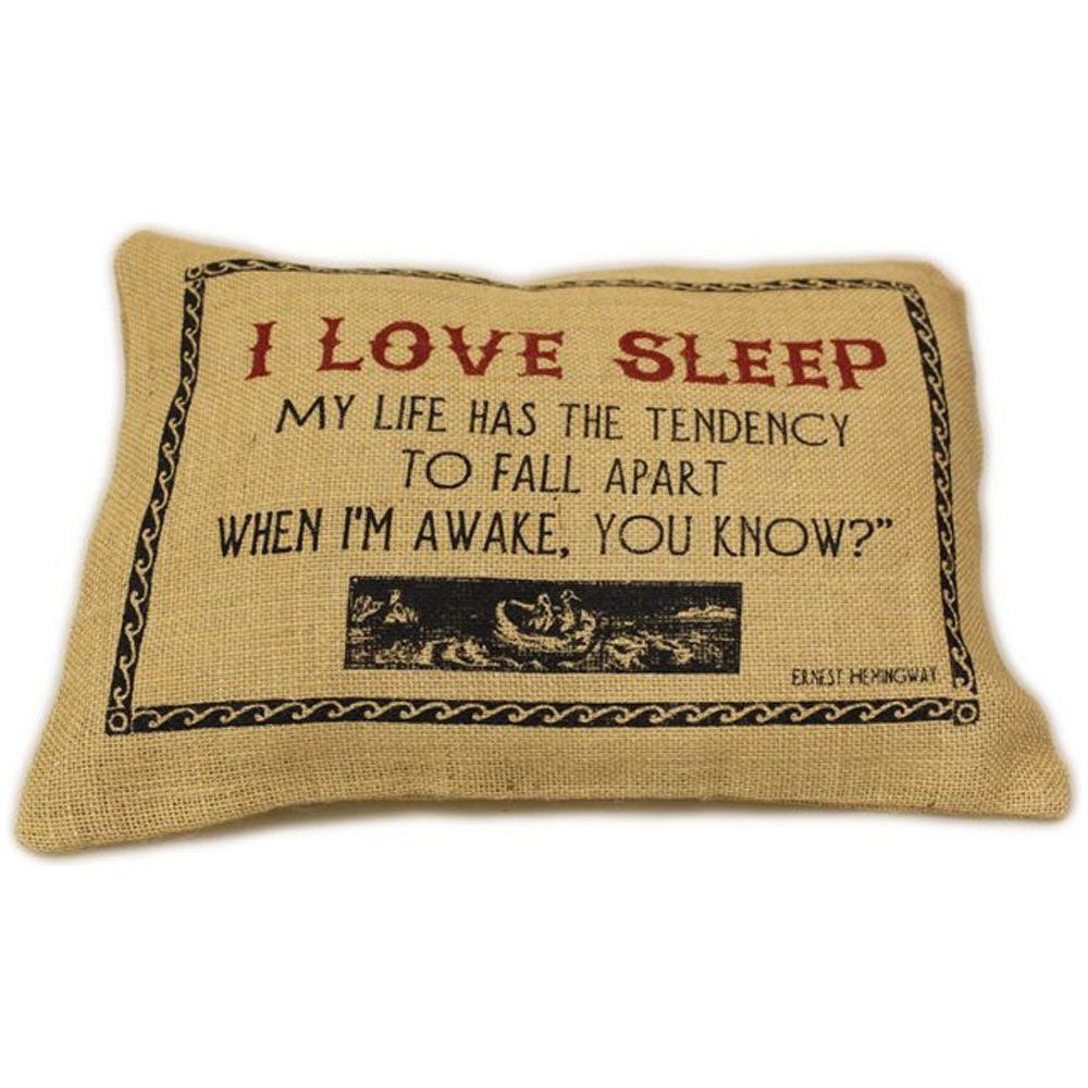 CUSCINI LETTERARI - Copricuscino in Juta lavata / Juta washed pillow case LOVE SLEEP - Size 38x25cm