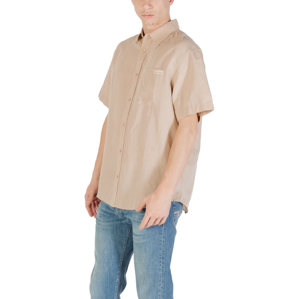Calvin Klein Jeans Beige Linen Shortsleeve Shirt Calvin Klein Jeans