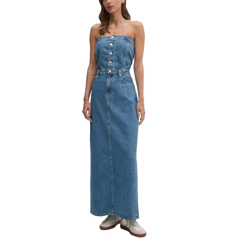 Calvin Klein Jeans Blue Cotton Long Dress Calvin Klein Jeans