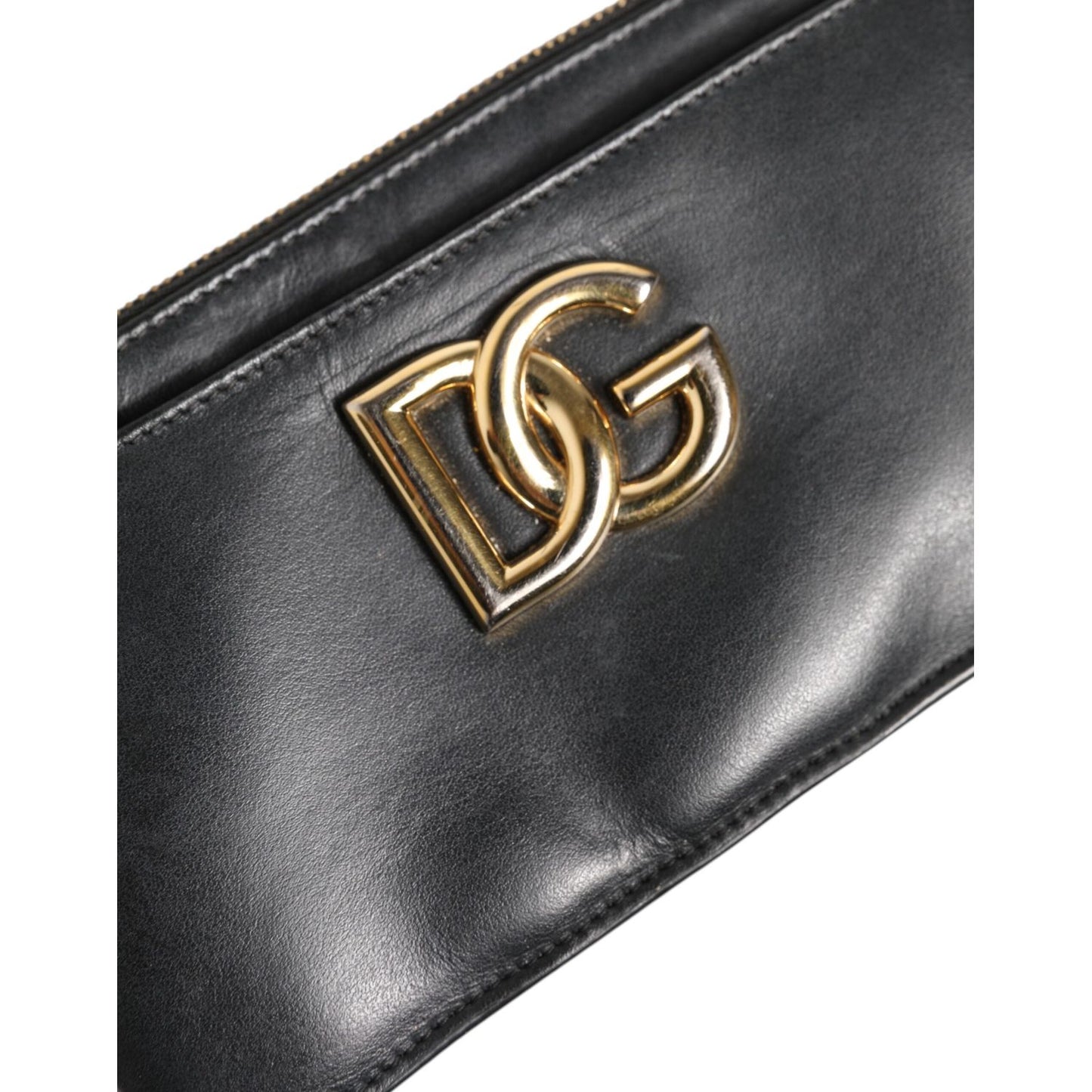 Dolce & Gabbana Black Calfskin Leather DG Logo Women Card Holder Wallet BAG4583