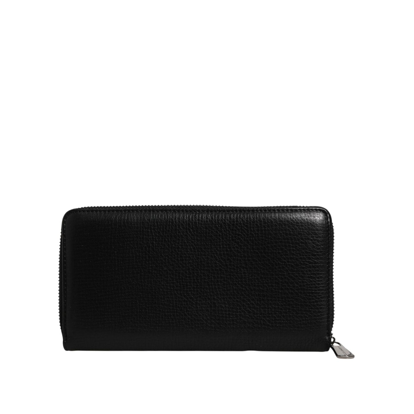 Dolce & Gabbana Black Calfskin Leather Logo Zip Around Continental Wallet BAG4699