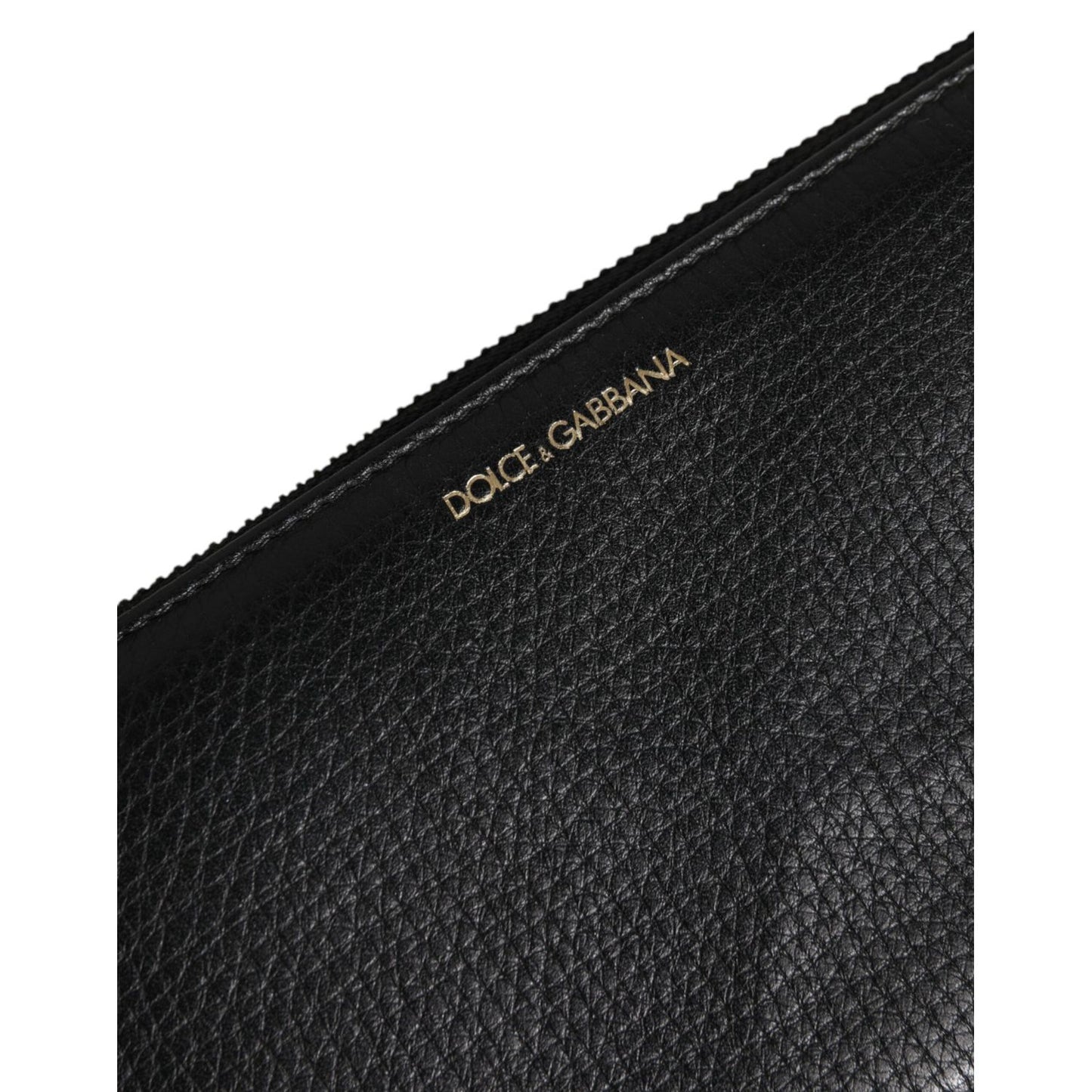 Dolce & Gabbana Black Calfskin Leather Logo Zip Around Continental Wallet BAG4699