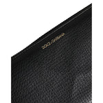 Dolce & Gabbana Black Calfskin Leather Logo Zip Around Continental Wallet BAG4699