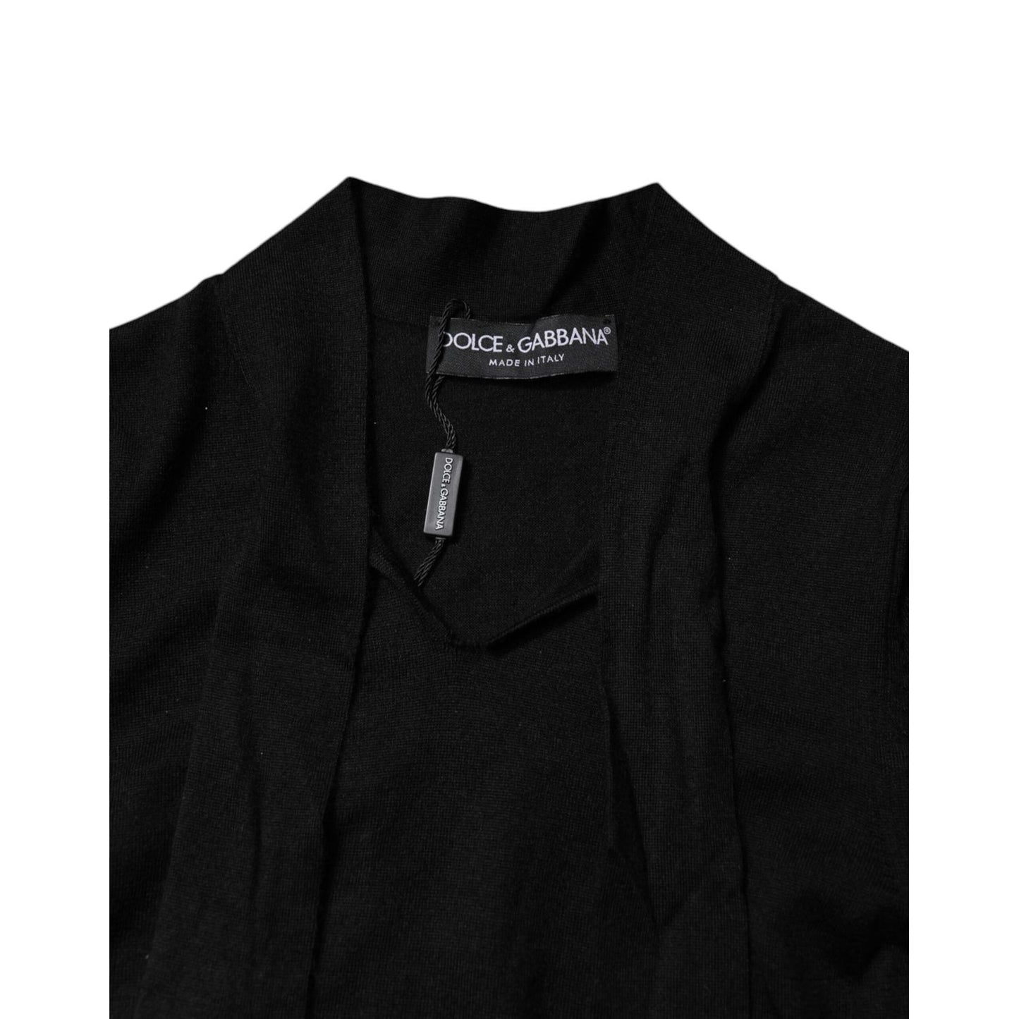 Dolce & Gabbana Black Cashmere Ascot Collar Long Sleeve Top Dolce & Gabbana