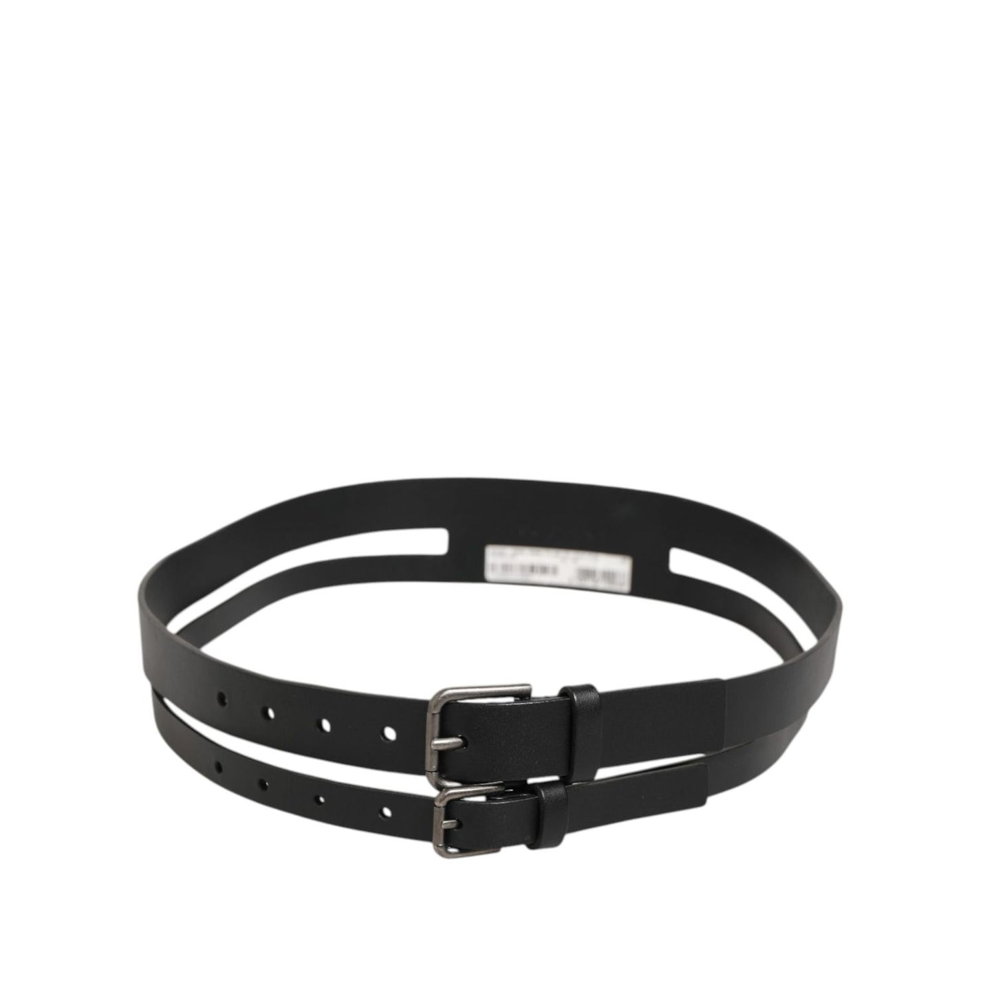 Dolce & Gabbana Black Double Strap Leather Buckle Men Belt Dolce & Gabbana