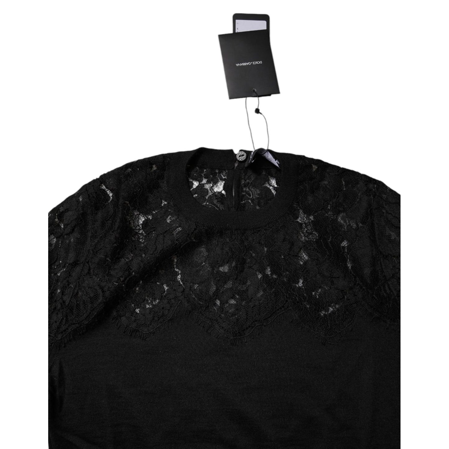 Dolce & Gabbana Black Floral Lace Long Sleeves Blouse Top Dolce & Gabbana