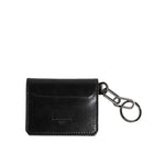Dolce & Gabbana Black Leather Logo Embossed Key Chain Card Holder Wallet SMY11294