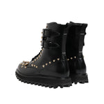 Dolce & Gabbana Black Studded Lace Up Mid Calf Boots Shoes MV7683-42.5