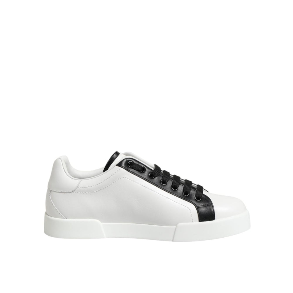 Dolce & Gabbana Black White Leather Portofino Sneaker Shoes MV7886-41.5